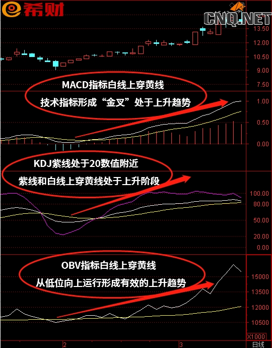 中线趋势技术指标组合MACD+KDJ+OBV如何参考