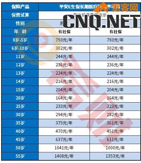 平安保险e生保多少钱一年