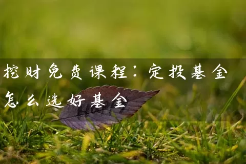 挖财免费课程：定投基金怎么选好基金 (https://www.cnq.net/) 基金基础教程 第1张