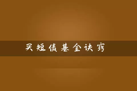 买短债基金诀窍 (https://www.cnq.net/) 基金基础教程 第1张