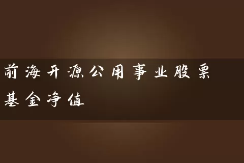 前海开源公用事业股票基金净值 (https://www.cnq.net/) 基金基础教程 第1张