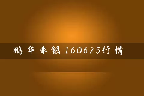 鹏华非银160625行情 (https://www.cnq.net/) 基金基础教程 第1张