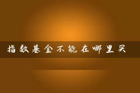 指数基金不能在哪里买 (https://www.cnq.net/) 基金基础教程 第1张