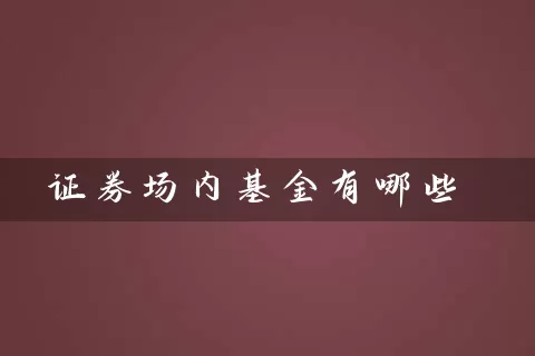 证券场内基金有哪些 (https://www.cnq.net/) 基金基础教程 第1张