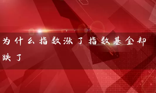 为什么指数涨了指数基金却跌了 (https://www.cnq.net/) 基金基础教程 第1张