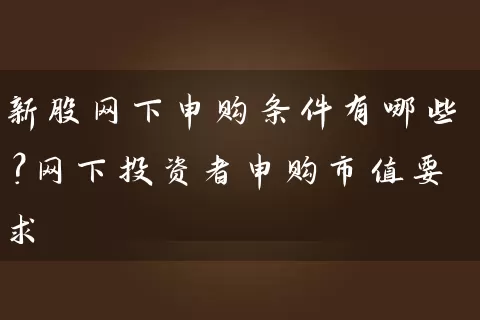 新股网下申购条件有哪些？网下投资者申购市值要求 (https://www.cnq.net/) 股票基础教程 第1张