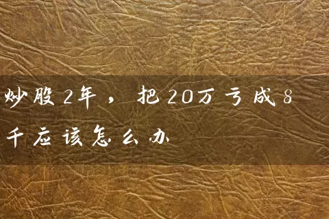 炒股2年，把20万亏成8千应该怎么办 (https://www.cnq.net/) 股票基础教程 第1张