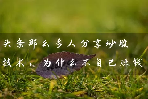 头条那么多人分享炒股技术,为什么不自己赚钱 股票基础教程 第1张-学习理财网 头条那么多人分享炒股技术,为什么不自己赚钱 (https://www.cnq.net/) 股票基础教程 第1张