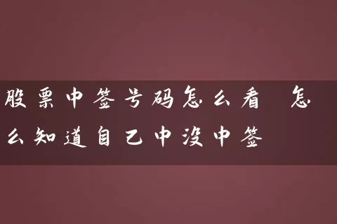 股票中签号码怎么看 怎么知道自己中没中签 (https://www.cnq.net/) 股票基础教程 第1张