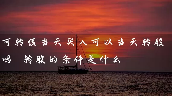 可转债当天买入可以当天转股吗 转股的条件是什么 (https://www.cnq.net/) 股票基础教程 第1张