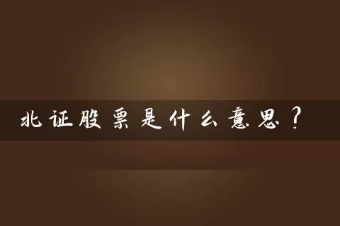 北证股票是什么意思？ (https://www.cnq.net/) 股票基础教程 第1张