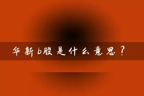 华新b股是什么意思？ (https://www.cnq.net/) 股票基础教程 第1张