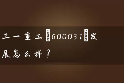 三一重工(600031)发展怎么样？ (https://www.cnq.net/) 股票基础教程 第1张