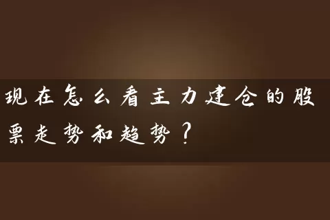 现在怎么看主力建仓的股票走势和趋势? 股票基础教程 第1张-学习理财网 现在怎么看主力建仓的股票走势和趋势? (https://www.cnq.net/) 股票基础教程 第1张
