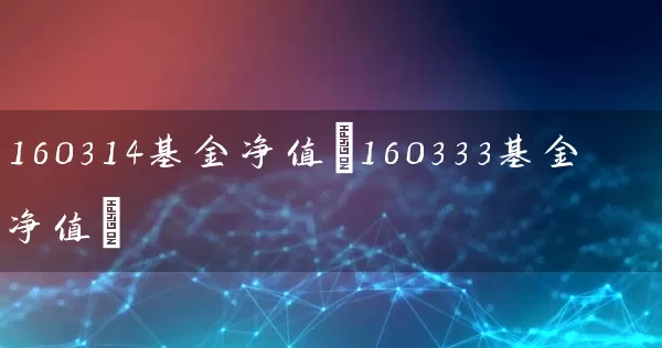 160314基金净值(160333基金净值) (https://www.cnq.net/) 基金基础教程 第1张