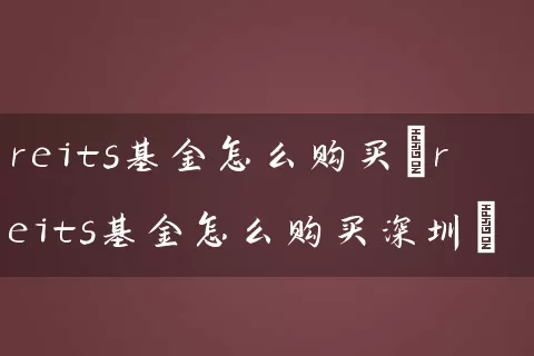 reits基金怎么购买(reits基金怎么购买深圳) (https://www.cnq.net/) 基金基础教程 第1张