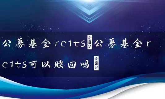 公募基金reits(公募基金reits可以赎回吗) (https://www.cnq.net/) 基金基础教程 第1张