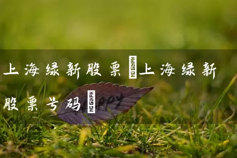 上海绿新股票(上海绿新股票号码) (https://www.cnq.net/) 股票基础教程 第1张