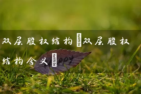 双层股权结构(双层股权结构含义) (https://www.cnq.net/) 股票基础教程 第1张