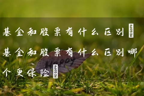 基金和股票有什么区别(基金和股票有什么区别哪个更保险) (https://www.cnq.net/) 股票基础教程 第1张