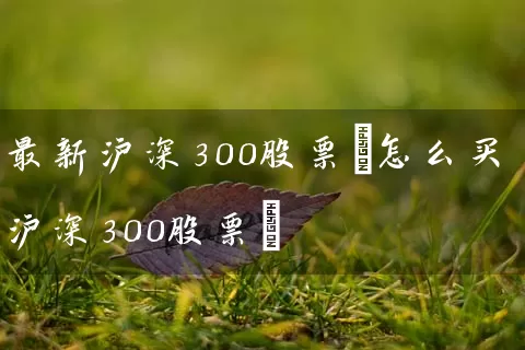 最新沪深300股票(怎么买沪深300股票) (https://www.cnq.net/) 股票基础教程 第1张