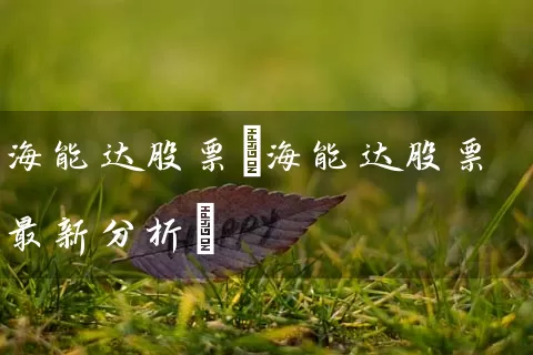 海能达股票(海能达股票最新分析) (https://www.cnq.net/) 股票基础教程 第1张