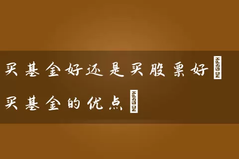 买基金好还是买股票好(买基金的优点) (https://www.cnq.net/) 股票基础教程 第1张