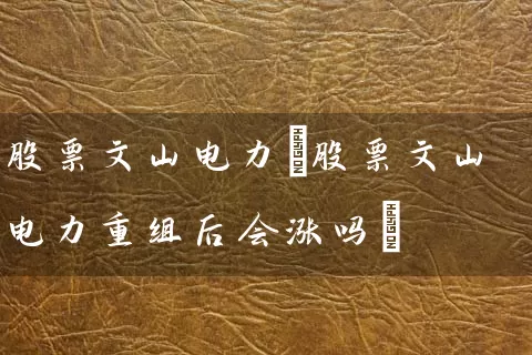 股票文山电力(股票文山电力重组后会涨吗) (https://www.cnq.net/) 股票基础教程 第1张