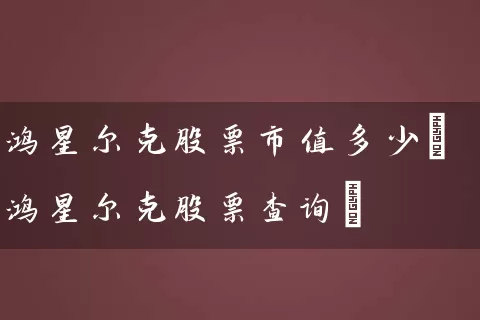 鸿星尔克股票市值多少(鸿星尔克股票查询) (https://www.cnq.net/) 股票基础教程 第1张